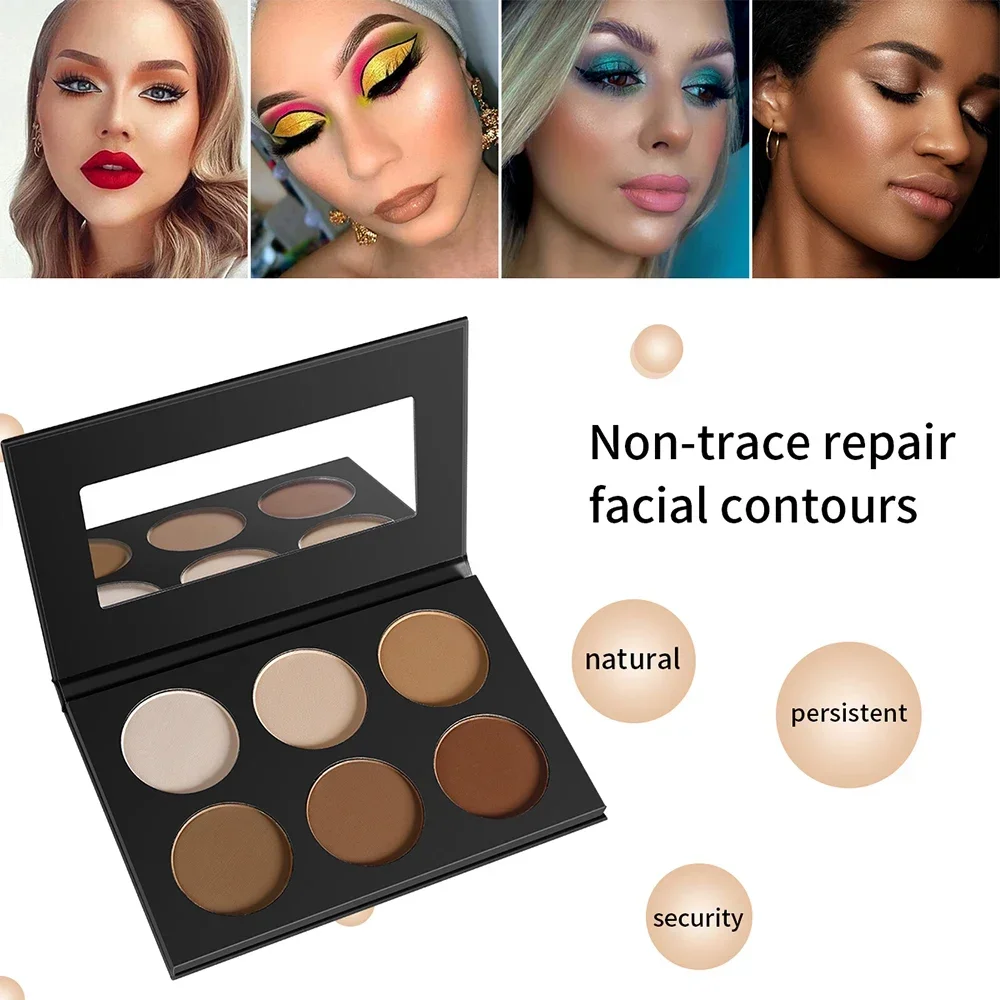 Silhouette Retouching 6 Coloor Waterproof Oil-control Contouring Private Label Concealer Pressed Powder Custom Bulk Makeup