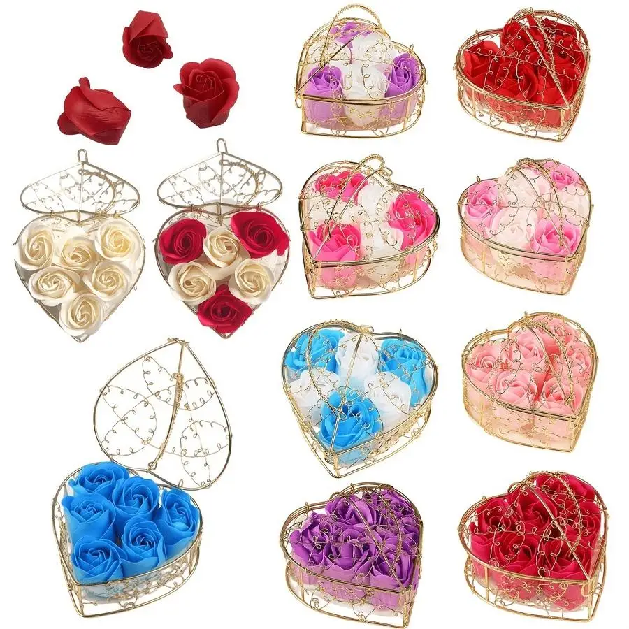 1/5/10/20/50/100pcs Scented Soap Flower Gift Box with Wrought Box, Mother's Day Valentine's Day Gift, Basket Rose, Holiday Promo