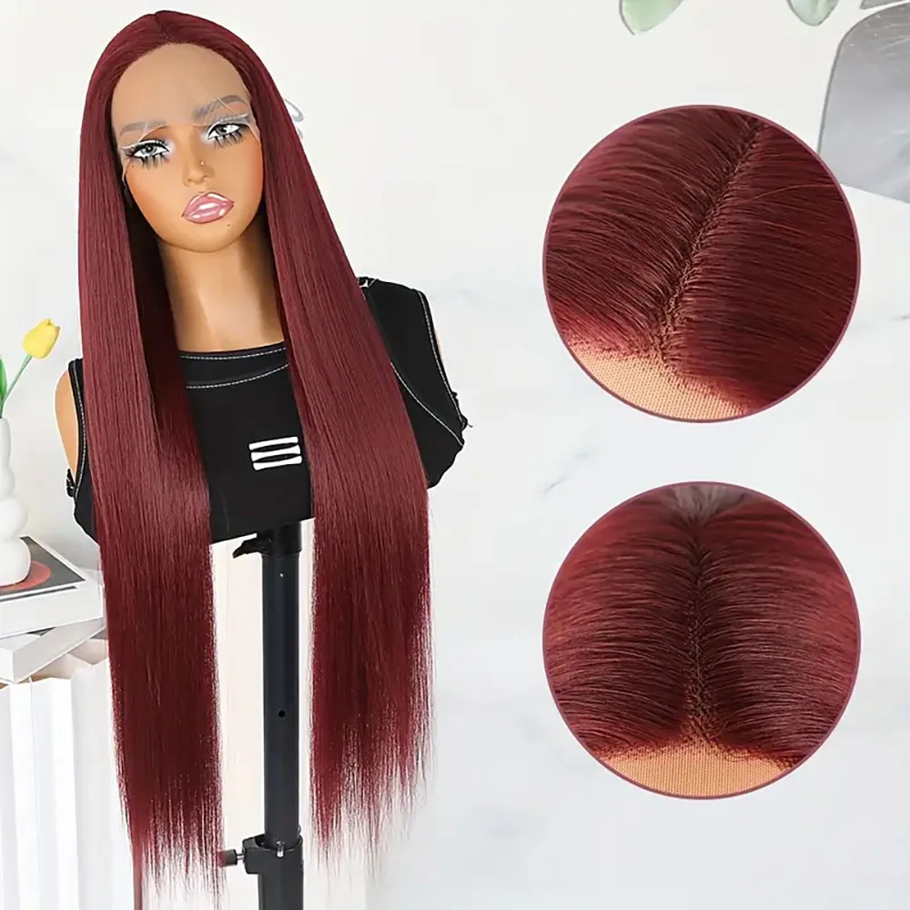 วิกผมด้านหน้าลูกไม้ใส13x4 HD เบอร์กันดีวิกลูกไม้ด้านหน้าความหนาแน่นเส้นผมมนุษย์200%