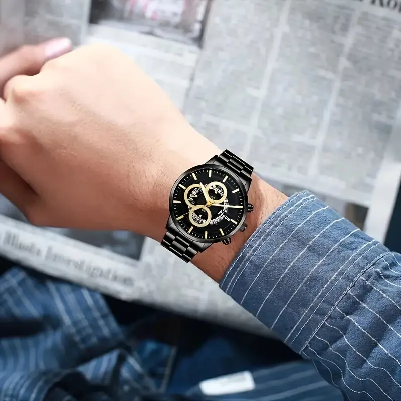 

Fashion Stainless Steel Men Watch Bracelet Luxury Calendar Quartz Wristwatch Business Watches for Man Clock Relogio Masculino