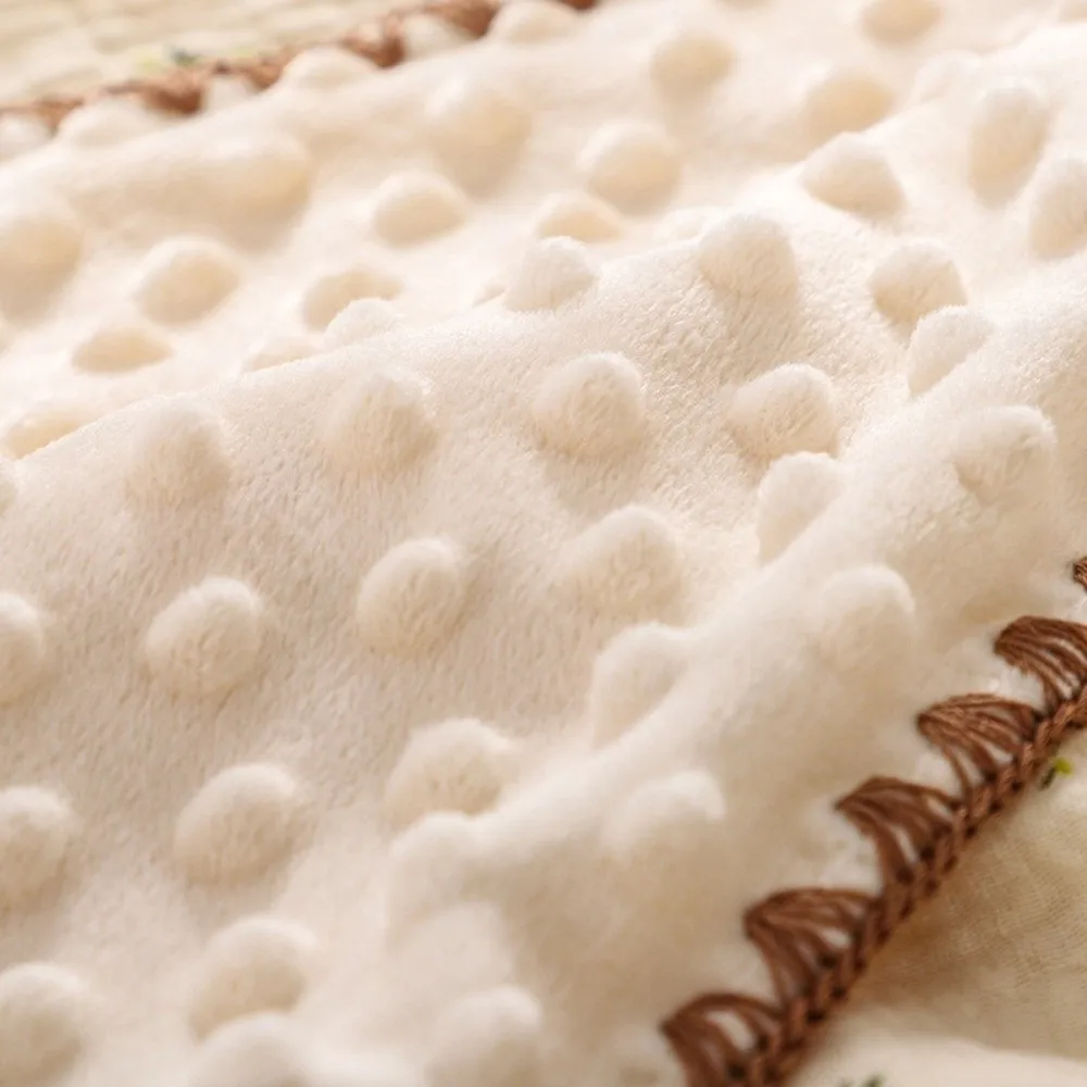 Comfortable Raised Dots Minky Dot Blanket All-Season Double Layer Cover Blanket Lightweight Soft Nap Blanket Crib