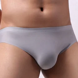 Men's U Convex Pouch Panties Breathable Ice Silk Underwear Thin Sexy Low Waist Tight Seamless Briefs Ultra-thin Underpants