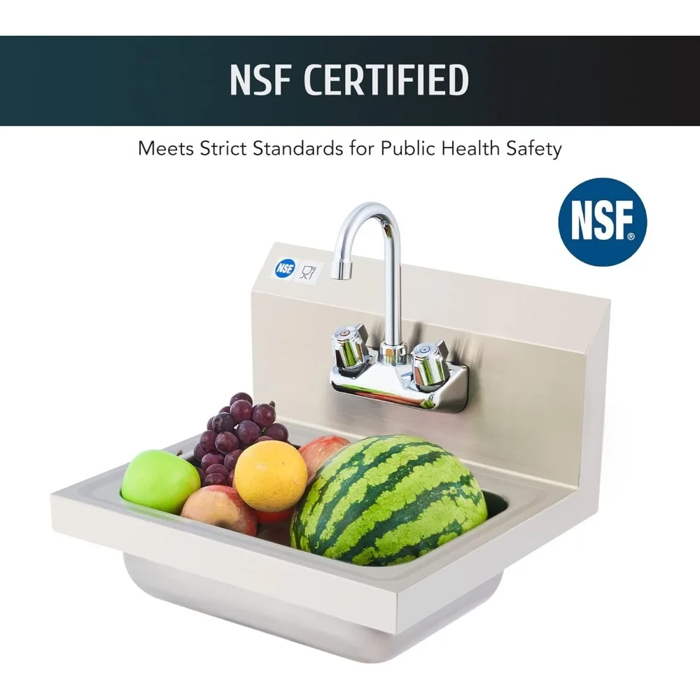 حوض يدوي من wilprep حوض تجاري من الفولاذ المقاوم للصدأ للغسيل، حوض نطاق nsf مع صنبور معقوفة