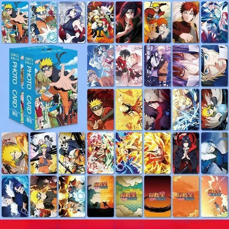 Neue Naruto Uzumaki Naruto Uchiha Sasuke 55-teilige Karten-Sammlung Hochwertige Anime-Druckkarten für Schüler und Studenten Gedenkkarten – Detail 4