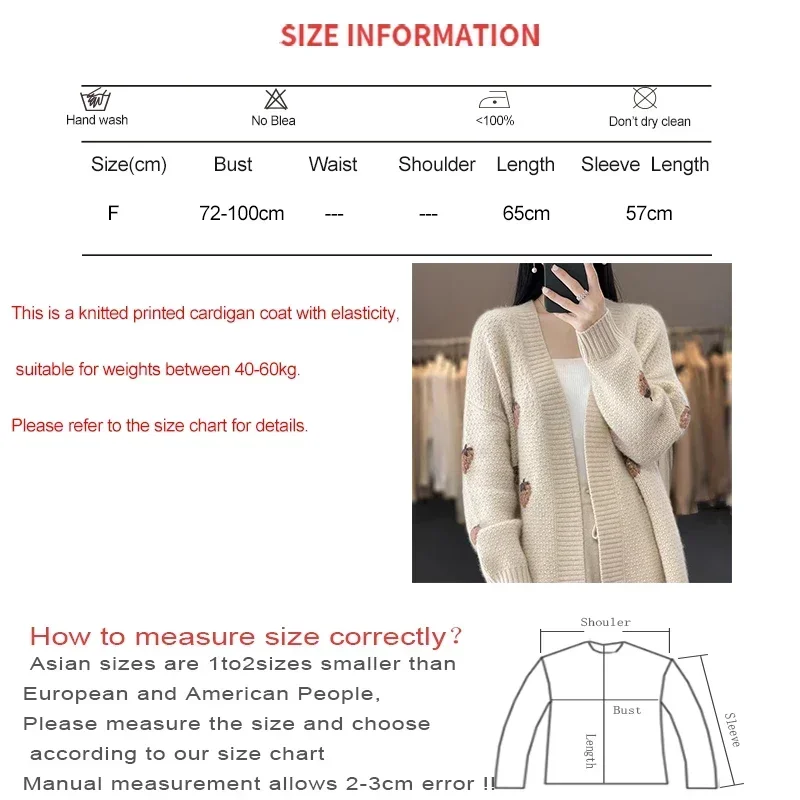 Girl Cardigan Cashmere Thicken V Neck Cardigan Coat Strawberry Printed Sweet Knit Jacket Casual Sweater Coat Women Autumn Winter