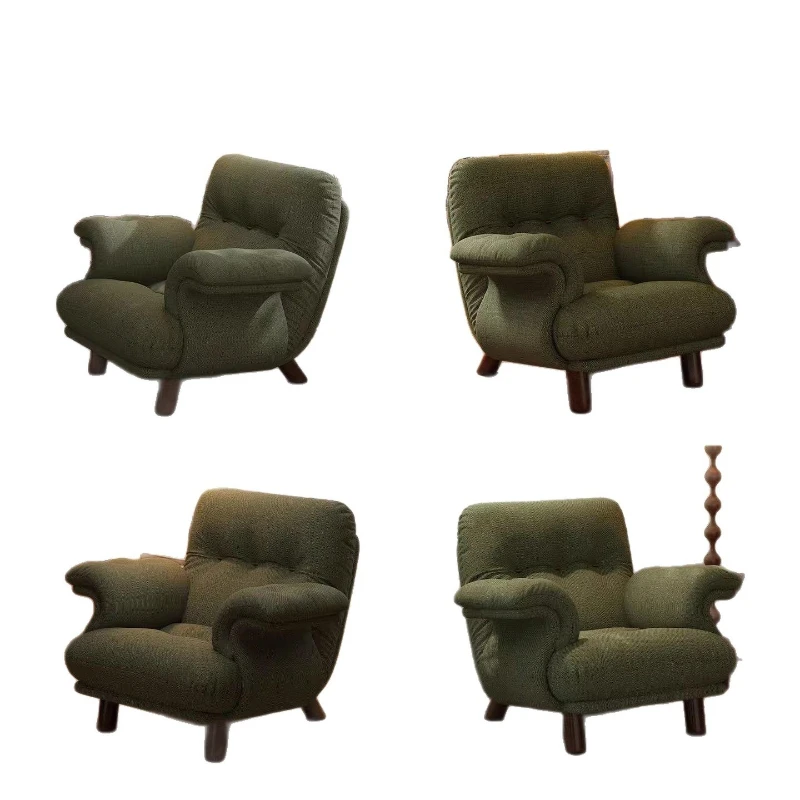 Retro style sofa chair single fabric sofa study back chair