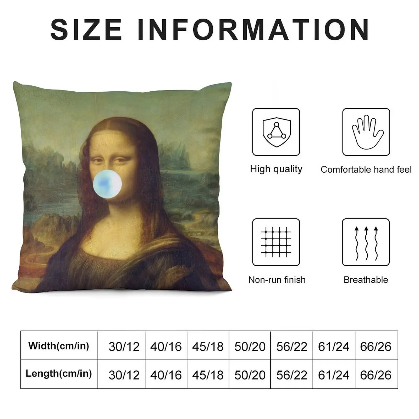 Mona Lisa chewing blue bubble gum Funny Painting Throw Pillow Decorative Cushions For Living Room Christmas Covers pillow