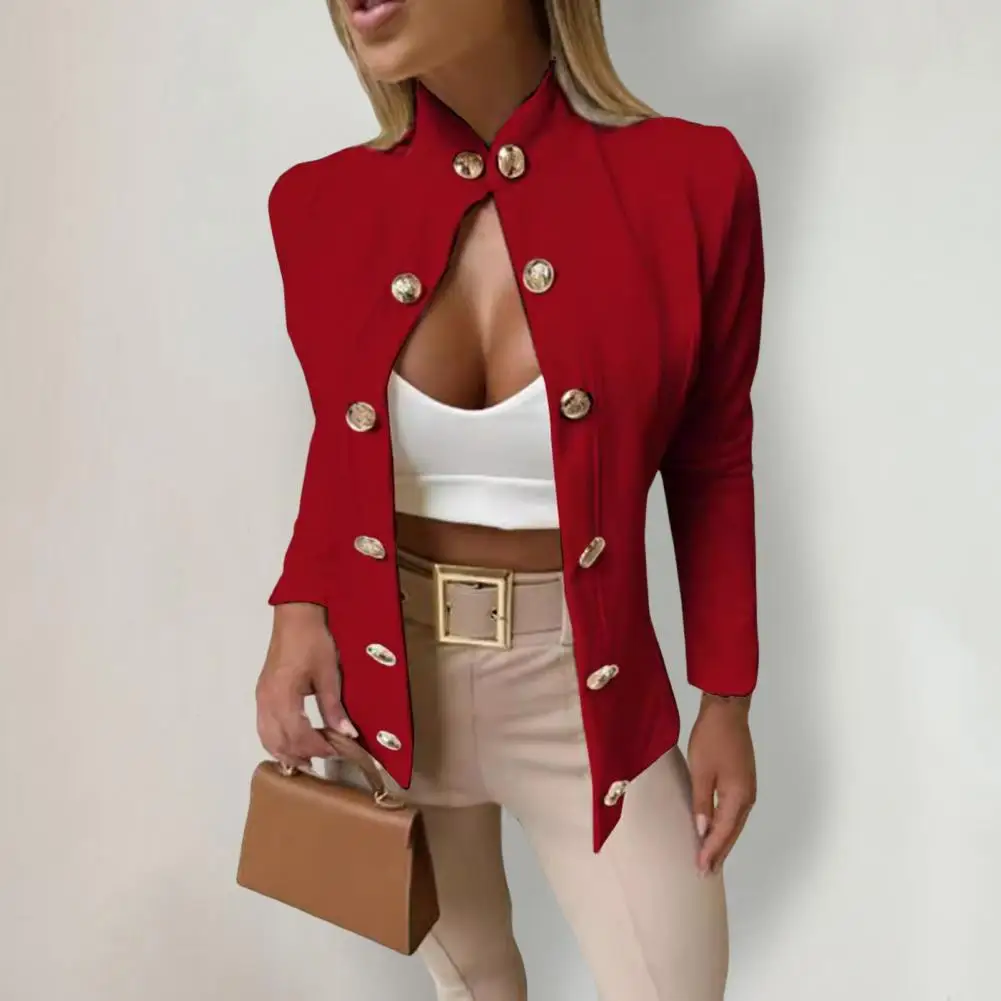 Casual O-neck Long Sleeve Jacket Outerwear Office Lady Spring Autumn Fashion Elegant Solid Blazer Coat For Women 2024 Female Top