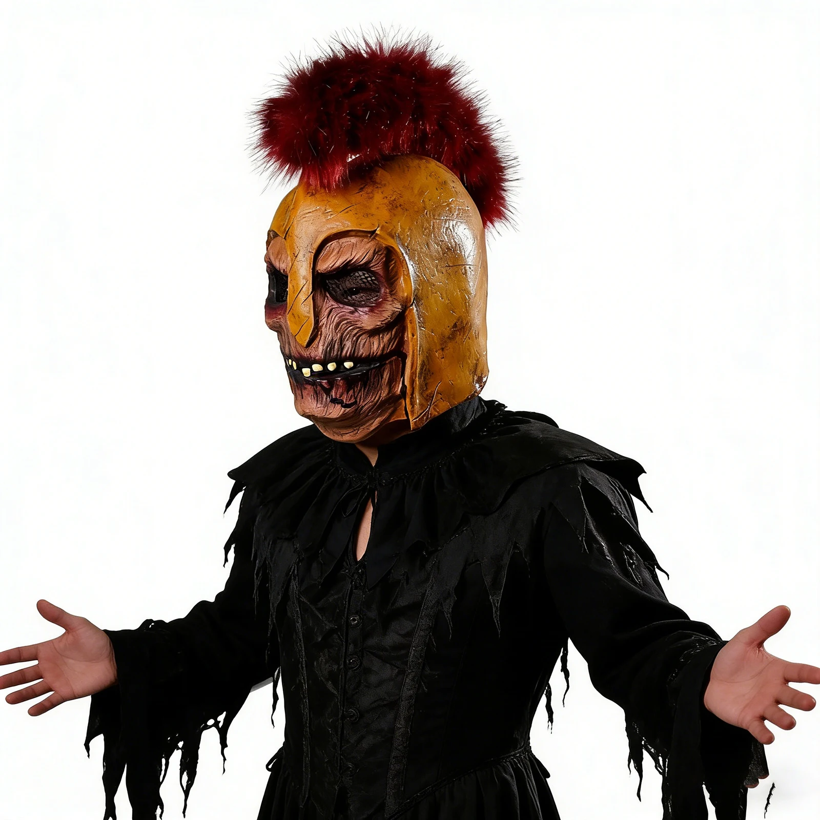 Latex Creepy Undead Gladiator Mask Brown Helmet Mesh Eyes Halloween Cosplay Prop view 2