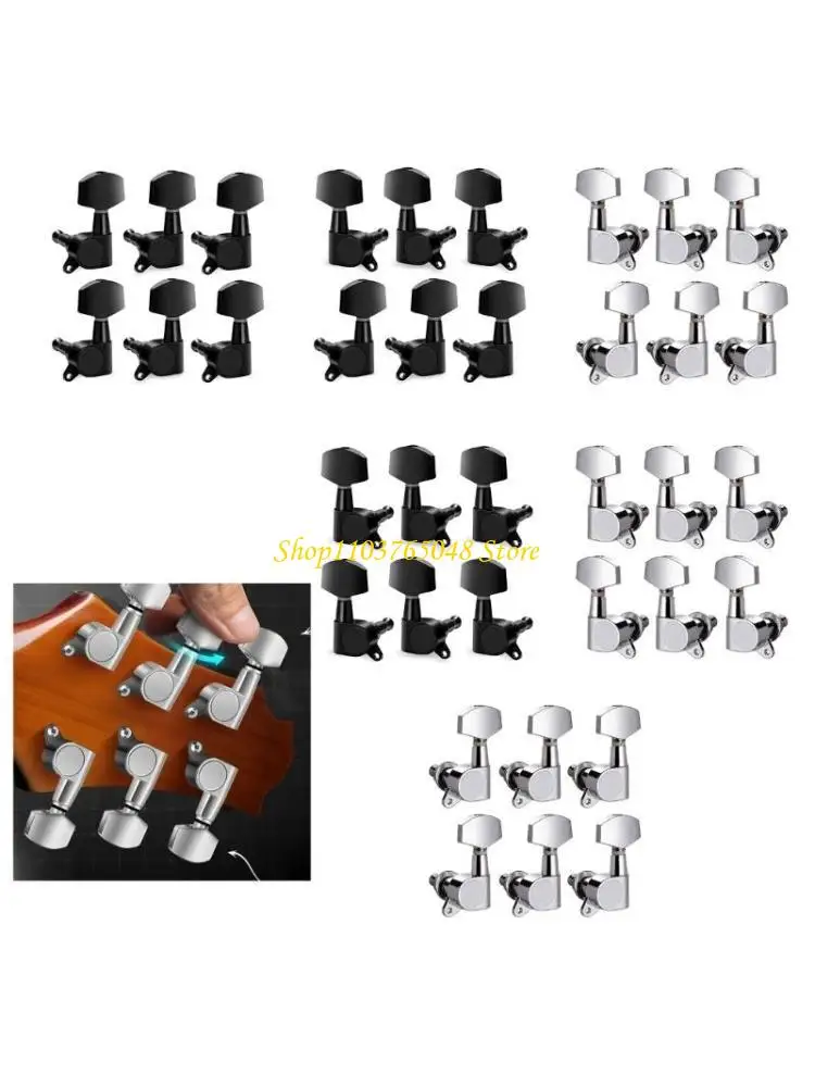 R53E 6Pcs Metal Guitar String Tunings Peg Replacement Guitar Machine Head Knobs Tunings Acoustics Guitar Tuner Enduring