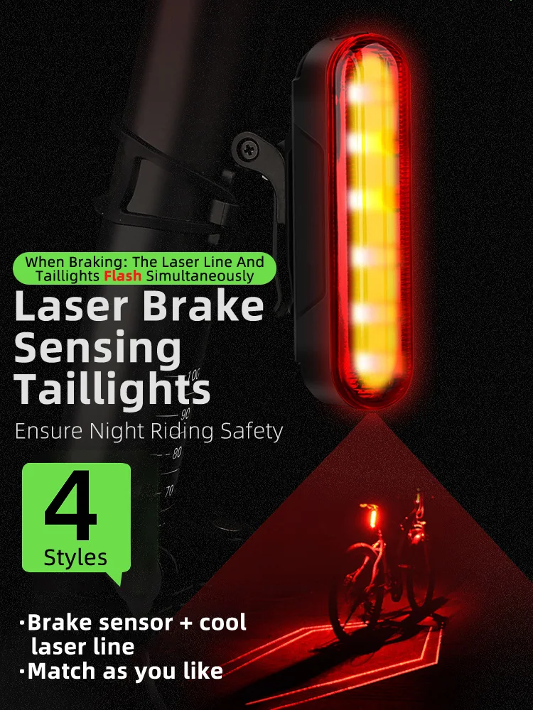 AliExpress West Biking WEST BIKING Bike Taillight Laser Brake Sensing Rear Light IPX5 Waterproof USB Charging Bike Light MTB Road Bicycle Accessories