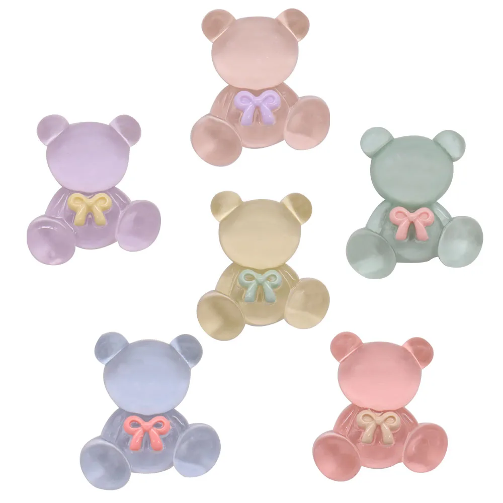 Single Sale 1pcs Resin Shoe Charms Kawaii Colorful Bear Bow Shoe Decoration Buckle Sandals Ornaments for Bands Kids Party Gift