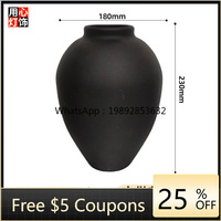 ZZ Matte Black Vintage Iron Vase Flower Arrangement Hydroponic Decorative Flower Container Wabi-Sabi Style Hotel Tea