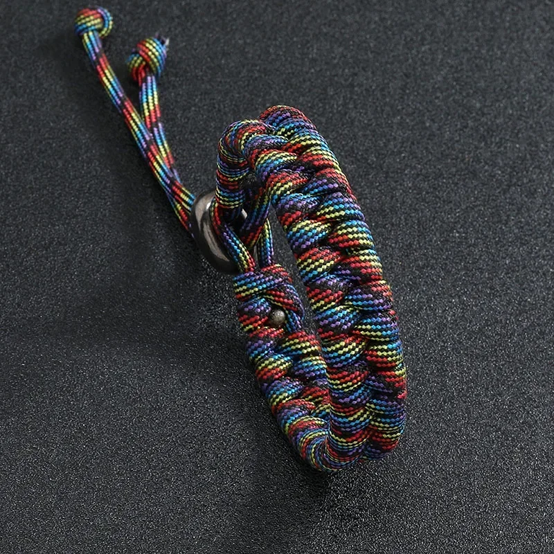 Outdoor Sporty Parachute Cord Survival Bracelet for Men Women Handmade Rope Braided Bracelet Camouflage Woven Bracelet Jewelry