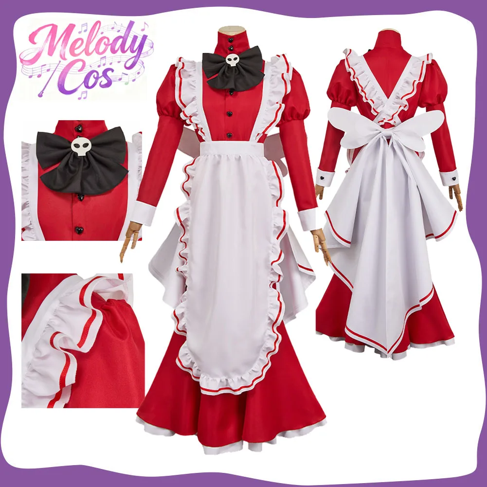 

Фантазия Роси Косплей Костюм Красной Горничной Аниме Хазбин Маскировка Взрослых Женщин Маскировка Одежда Хэллоуин Карнавальный Костюм Партии