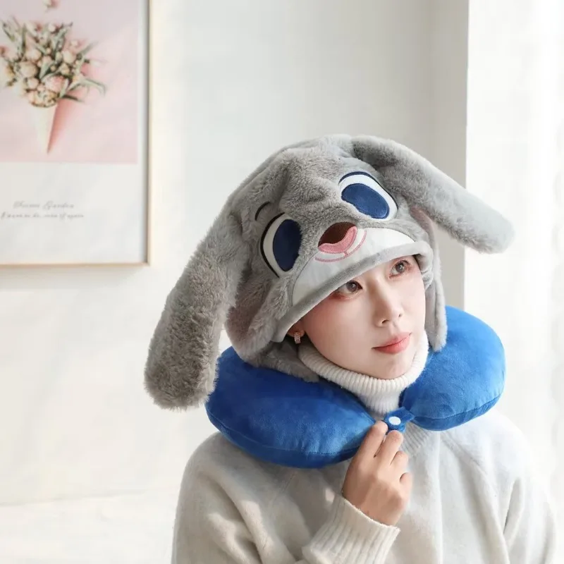 Disney Zootopia Judy Hopps Kawaii Cloak Cute Cartoon Anime Nick Wilde Hooded U-Shaped Pillow Office Nap Pillow Gifts for Girl