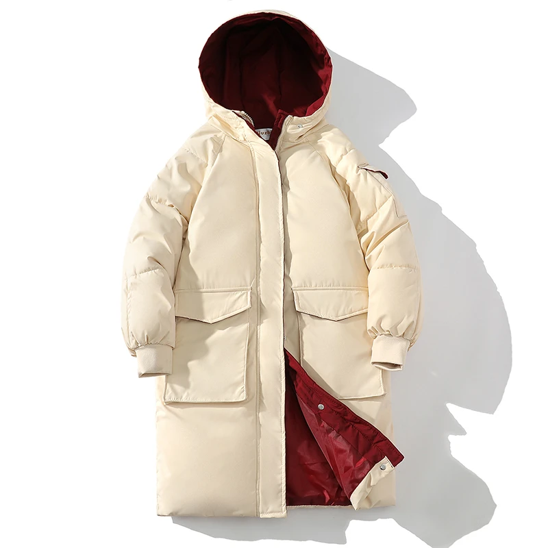2025 Men Hooded Casual Parkas Fashion Men Long Thick Parkas Jacket Winter Mens Windbreaker Coat Clothing Oversize Outwear