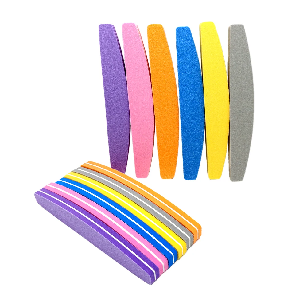 

5Pcs Sponge Nail Files Buffer 100 180 Grit Boat Shape Colorful Sandpaper Nails Art File Manicure Supplies Washable Nail Products