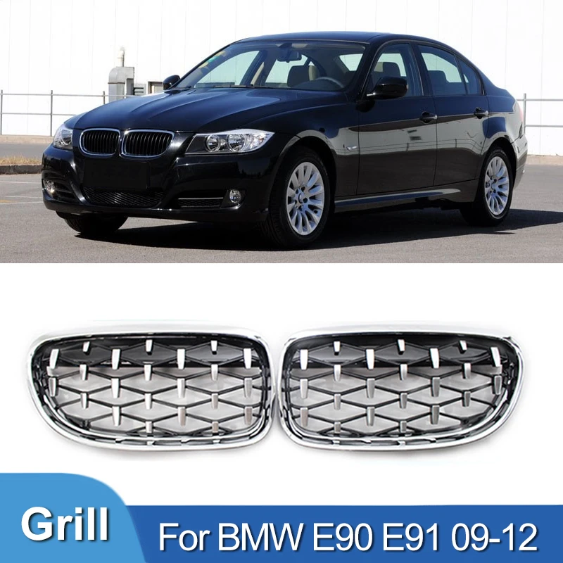 

Pulleco Diamond Grills Car Kidney Grille Front Bumper Racing Grill Auto Styling For BMW E90 E91 318i 320i 325i 328i 2009-2012