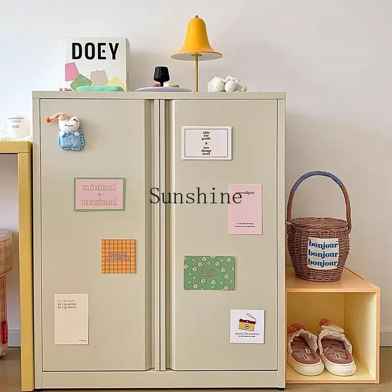 Iron storage door type multi-layer living room table narrow slot snacks cosmetics storage cabinet