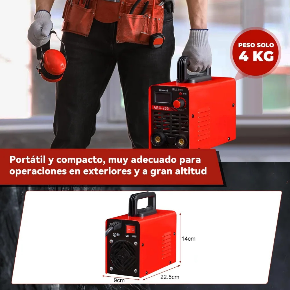 ماكينة لحام عاكس 300 أمبير، محطة لحام إلكترونية، محطة تسخين 110 فولت مع شاشة LCD رقمية، محمولة 250 أمبير، مع أغطية لحام، أقطاب كهربائية، مطارق الخبث، قفازات #6