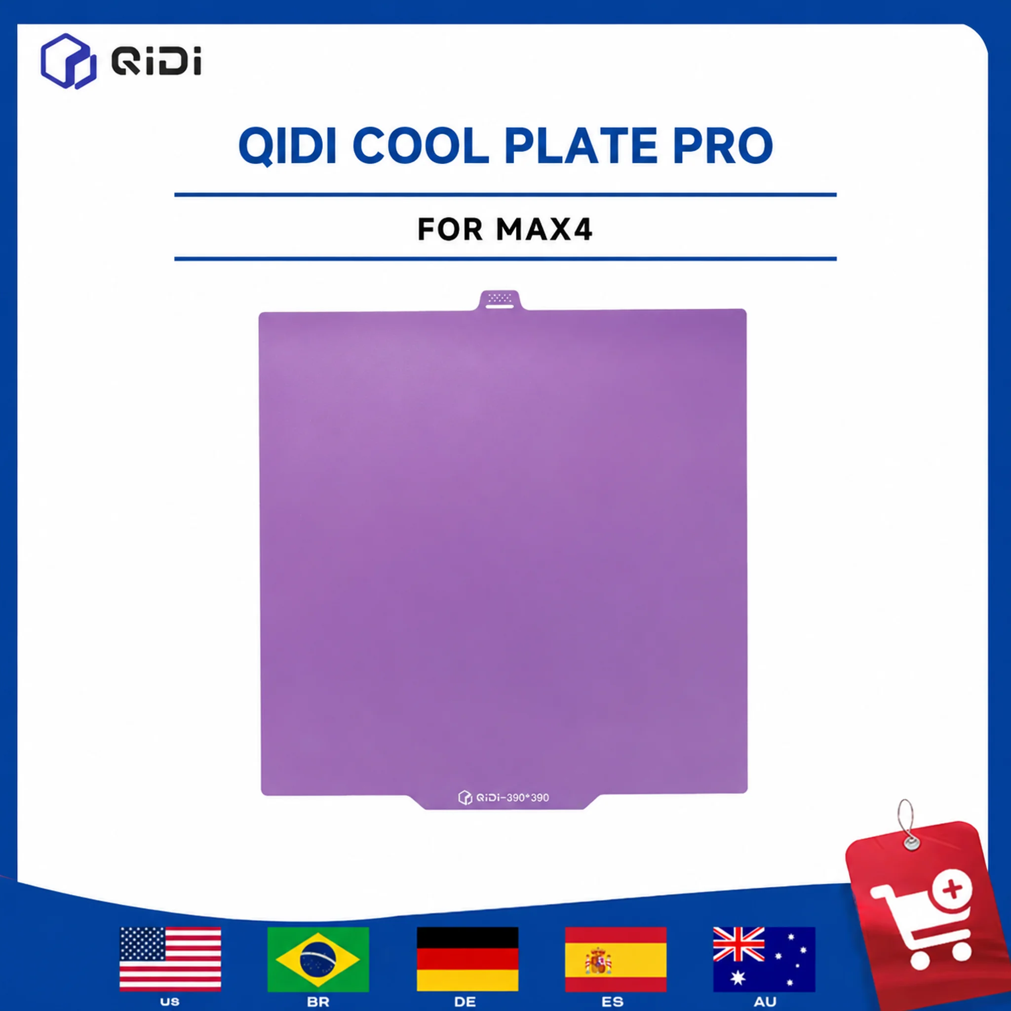 Original QIDI MAX4 Cool Plate Pro |   Doppelseitige Glatte Bauplatte für QIDI MAX4 |   Flexible Federstahlplattform