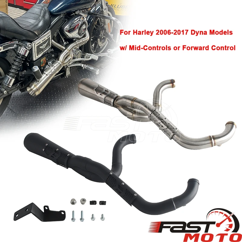 Motorcycle Accessories Exhaust Pipe 2-into-1 Full Complete Muffler Pipes For Harley Dyna Street Bob Low Rider FXDLI FXDL FXDLS