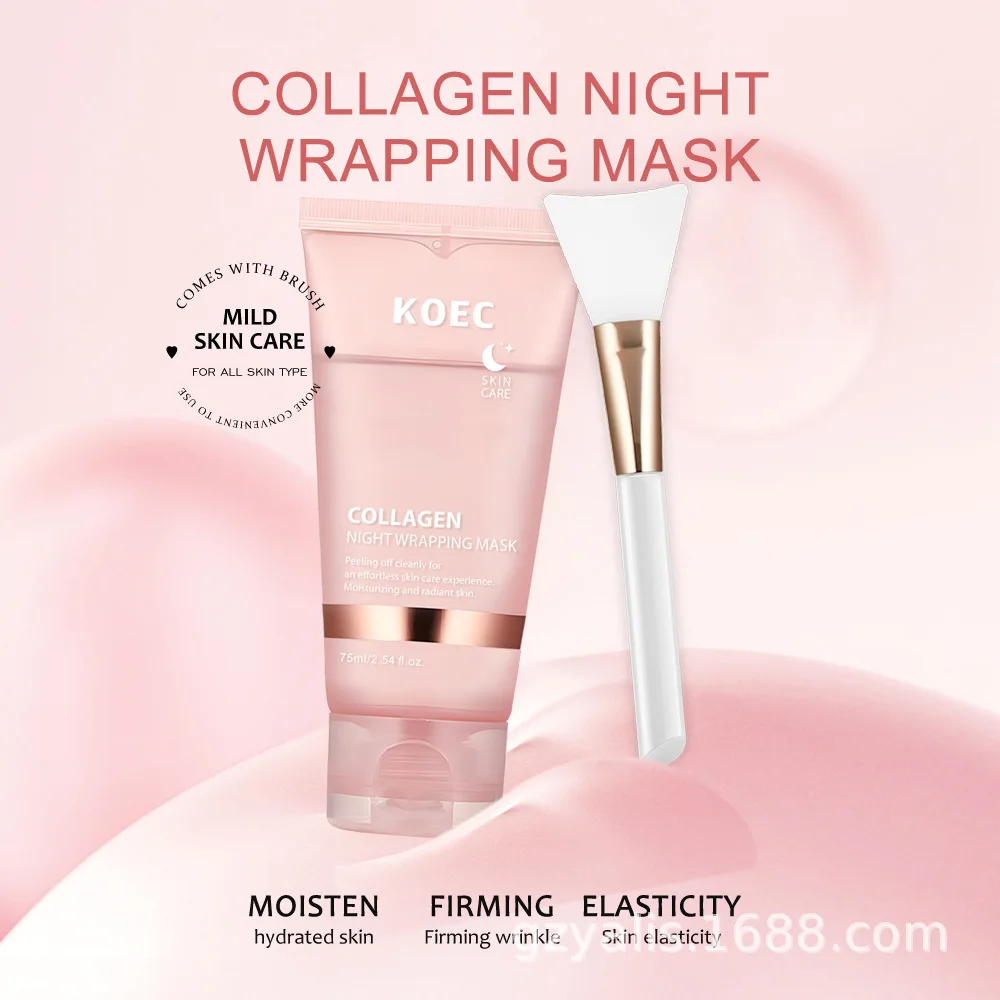 

75ml KOEC Collagen Night Peel Off Mask Moisturizing Firming Nourishing Elasticity Remove Blackhead Hyaluronic Acid Niacinamide