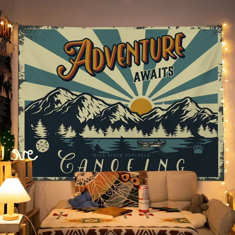 American Vintage Style Tapestry Wall Hanging Bedroom Camping Background Cloth Home Wall Decor Hippie Art Tapestries