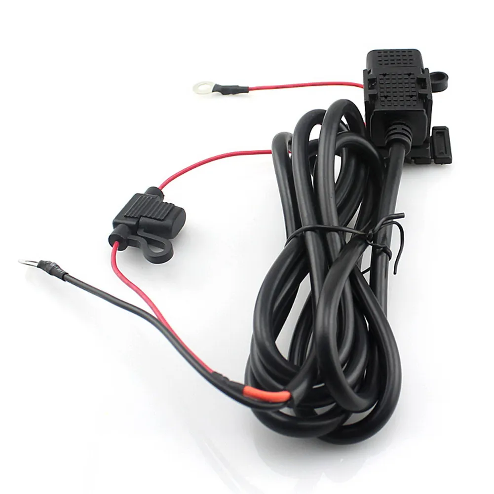 

USB Charger Adapter with Inline Fuse Waterproof USB Motorcycle Socket 5V 2.1A Power Supply Adapter 1.83m Cable for Phone Tablets