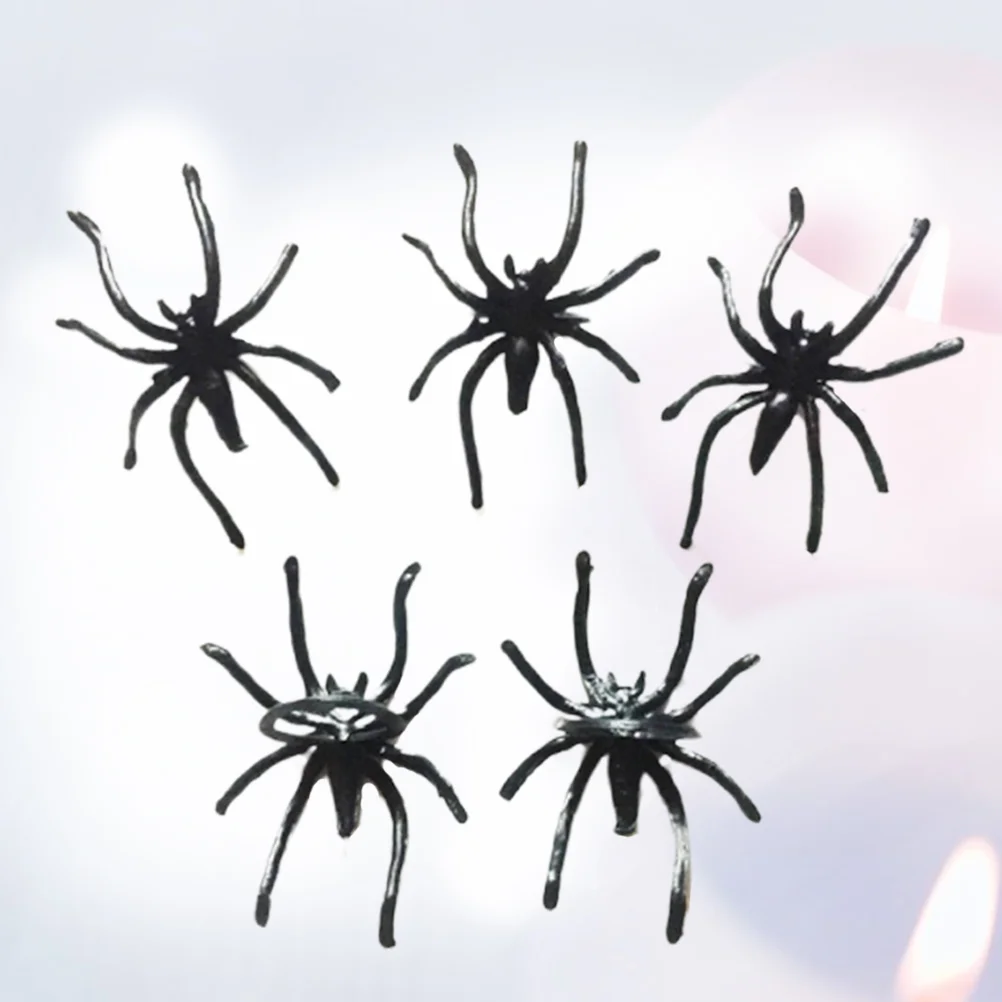 144PCS Halloween Spiders Shape Ring Halloween Plastic Finger Ring Halloween Props for Party Festival