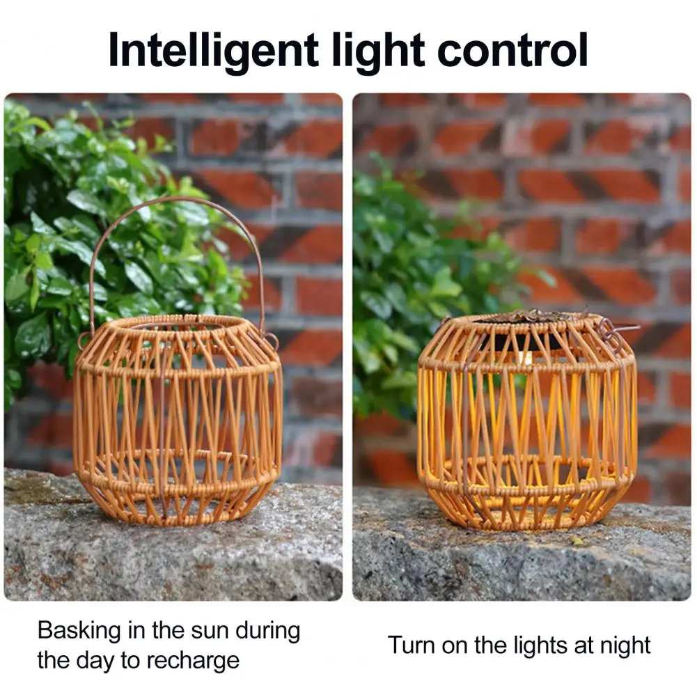 High-quality Solar Light Bohemian Solar Lanterns for Outdoor Decoration Set of 2 Weatherproof Rattan Solar Lights for Garden