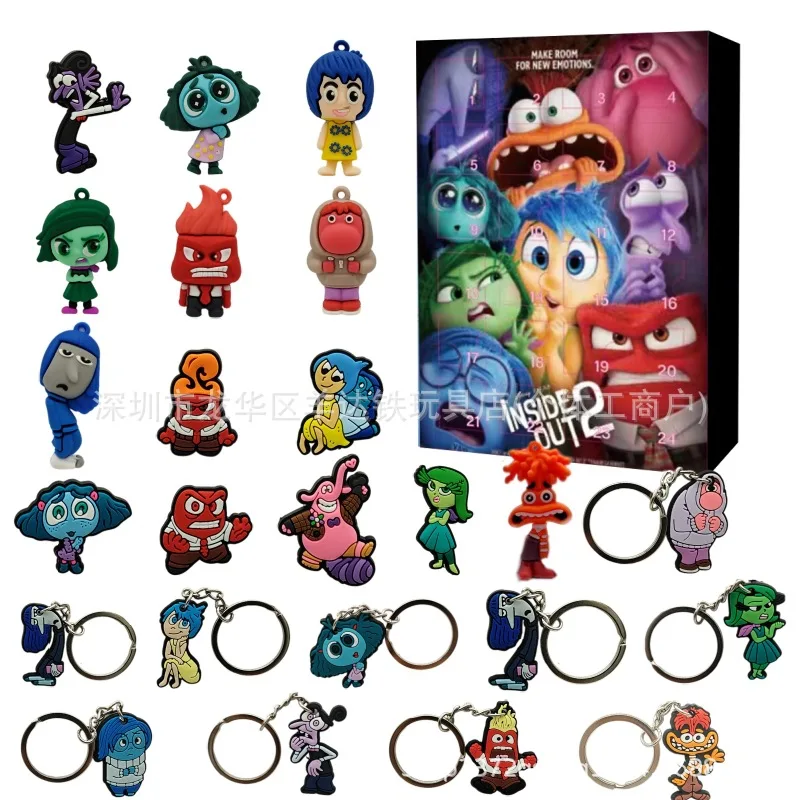 Calendrier de l'Avent de Noël Disney Inside Out 2 Puzzle pour Enfants, Jouets de Décoration, Cadeau Kawaii, Figurines Anime pour Enfants, 24Pcs