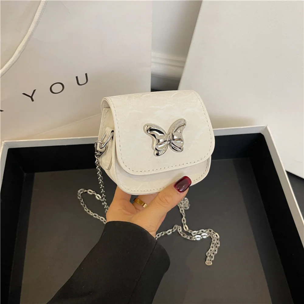 New Women Mini Square Bag Butterfly Chain Shoulder Crossbody Bags Lipstick Bag Simple Trendy Saddle Bag Female Exquisite Purse