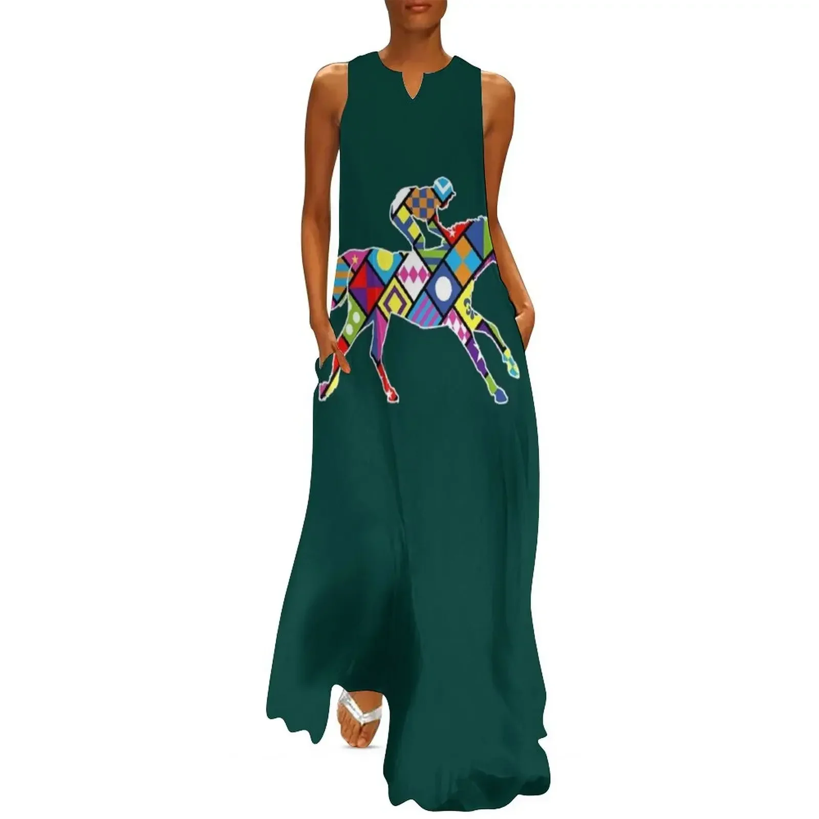 

Cute Kentucky Horse Racing Silks Long Dress birthday dress for women Women's long dress Cocktail of dresses
