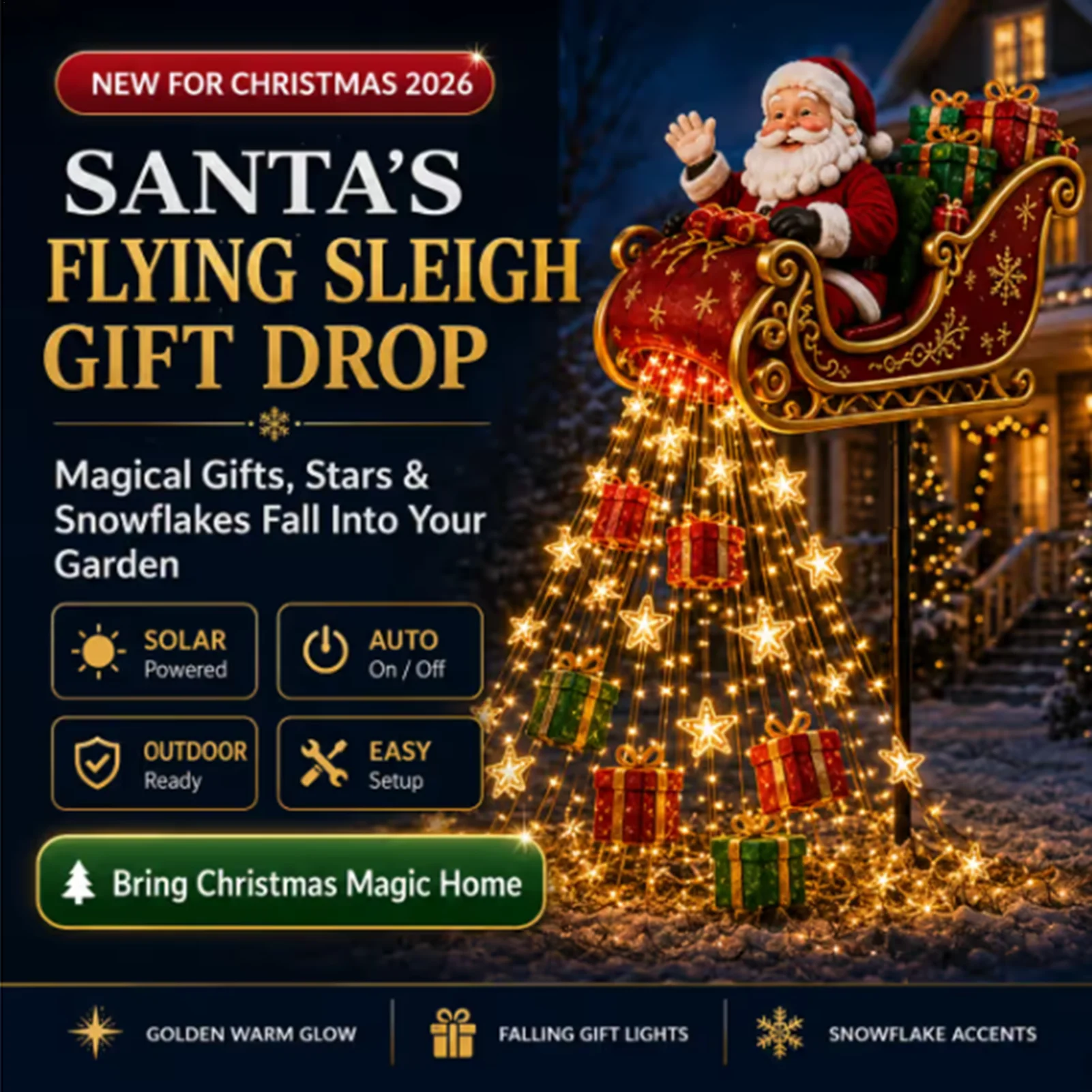 2026 New Santa's Flying Sleigh - Outdoor Lighting Effects ulasan dan harga