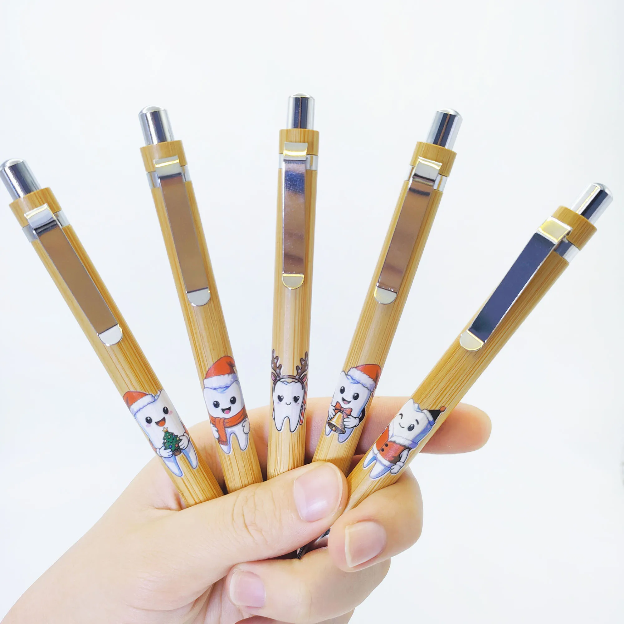 

10 шт./15 шт., креативная рождественская шариковая ручка для укладки зубов, рождественский костюм, шариковая ручка, праздничный подарок, студенческая ручка для письма, подарок