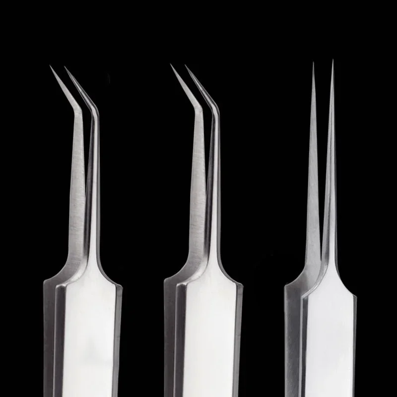Stainless Steel Tweezers Anti-slip Curved Precision Tweezers Electronics Industrial Forcep Repair Tool Blackhead Acne Tweezer
