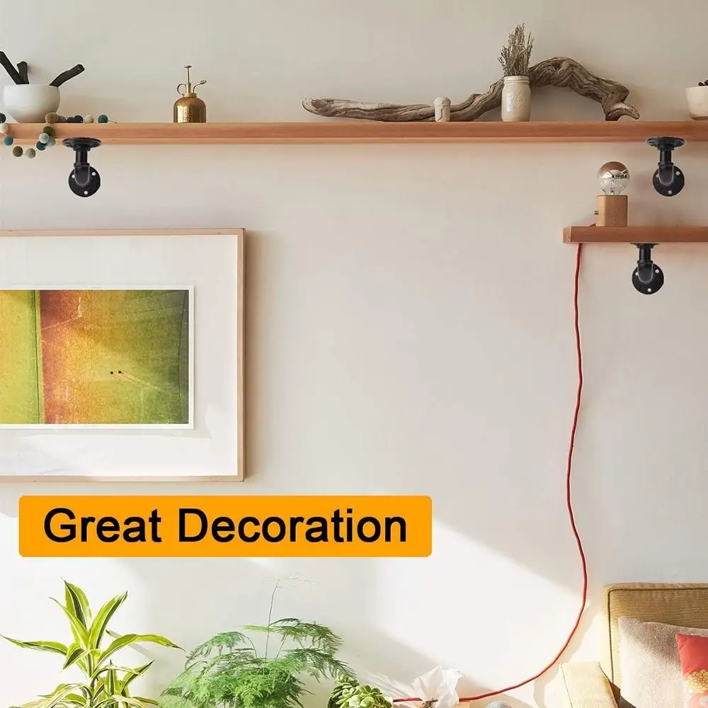 

Replacement Heavy Duty Floating Shelf Brackets Metal Black Coated Cast Iron Shelves Brackets Wall Mount Pipe Shelf Bracket