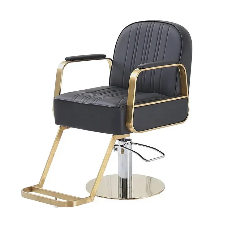 Barbershop Sale Barber Furniture Black Leather Gold Hair Salon Make Up Chair Barber Shop Chairs