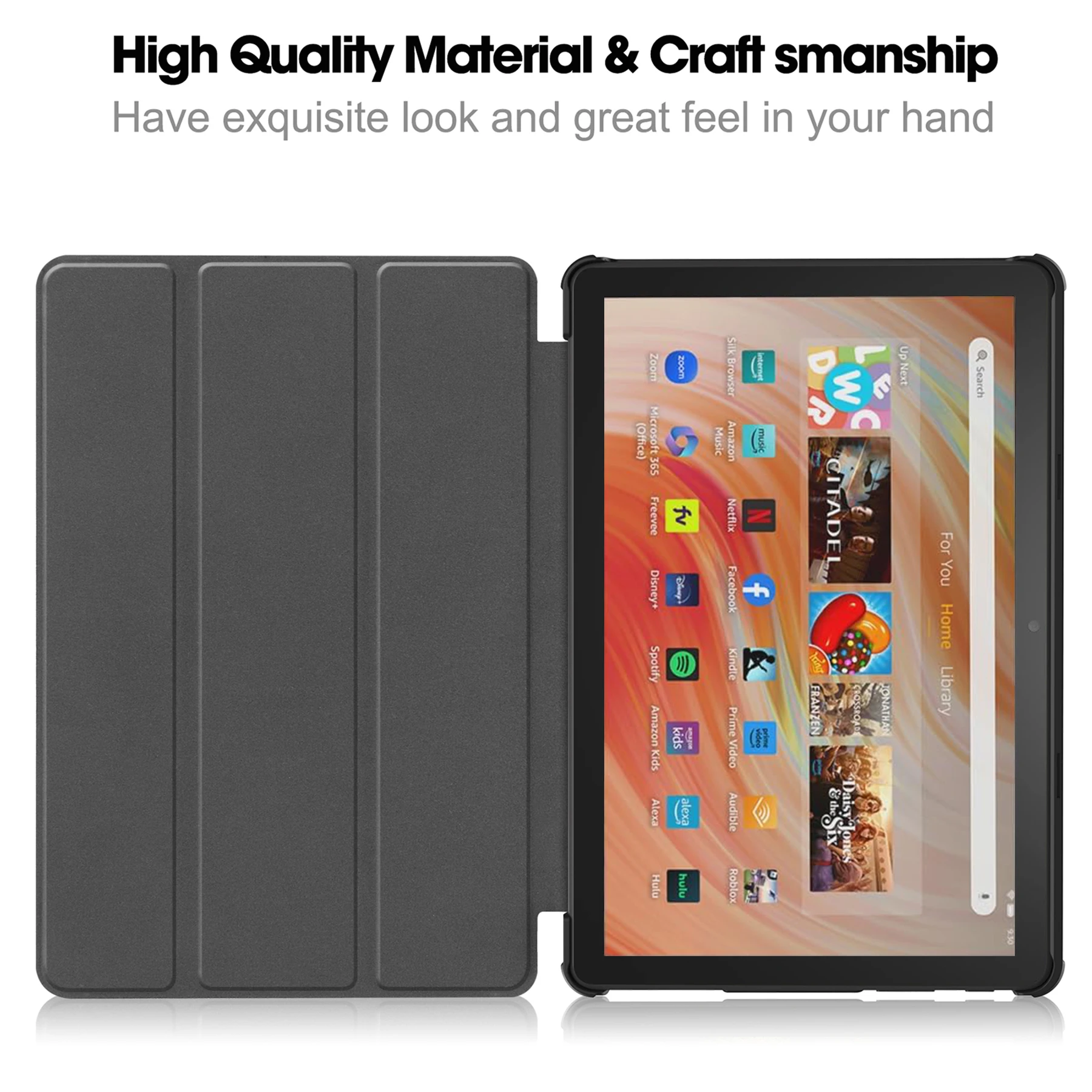 Funda para Amazon Fire HD 10 (2023), soporte triplegable de 10 pulgadas, Funda de cuero inteligente para tableta Fire HD 10 2023, anticaída