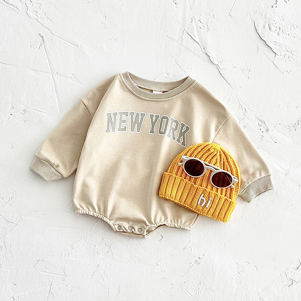 Ins Baby Romper 0-18M Autumn Newborn Infant Baby Boy Triangle Romper Cute New York Letter Long Sleeve Jumpsuit Playsuit Clothing