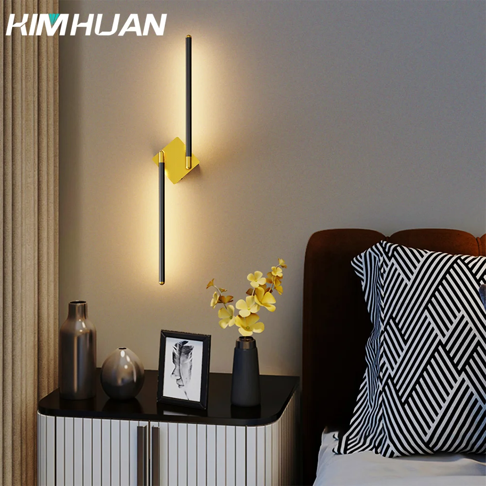 Moderne Lijn Wandlamp Aluminium Hal Licht Driekleurig Veranderend Licht Type-C Oplaadpoort Led Wandlamp Elegant Omgevingslicht