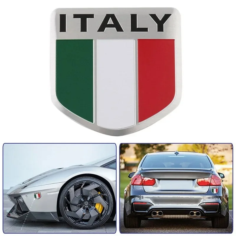 3D Aluminum Italy Italian National Flag Map Car Motorcycle Styling Badge Emblem Decal Sticker For Alfa Romeo Fiat Ferrari 750