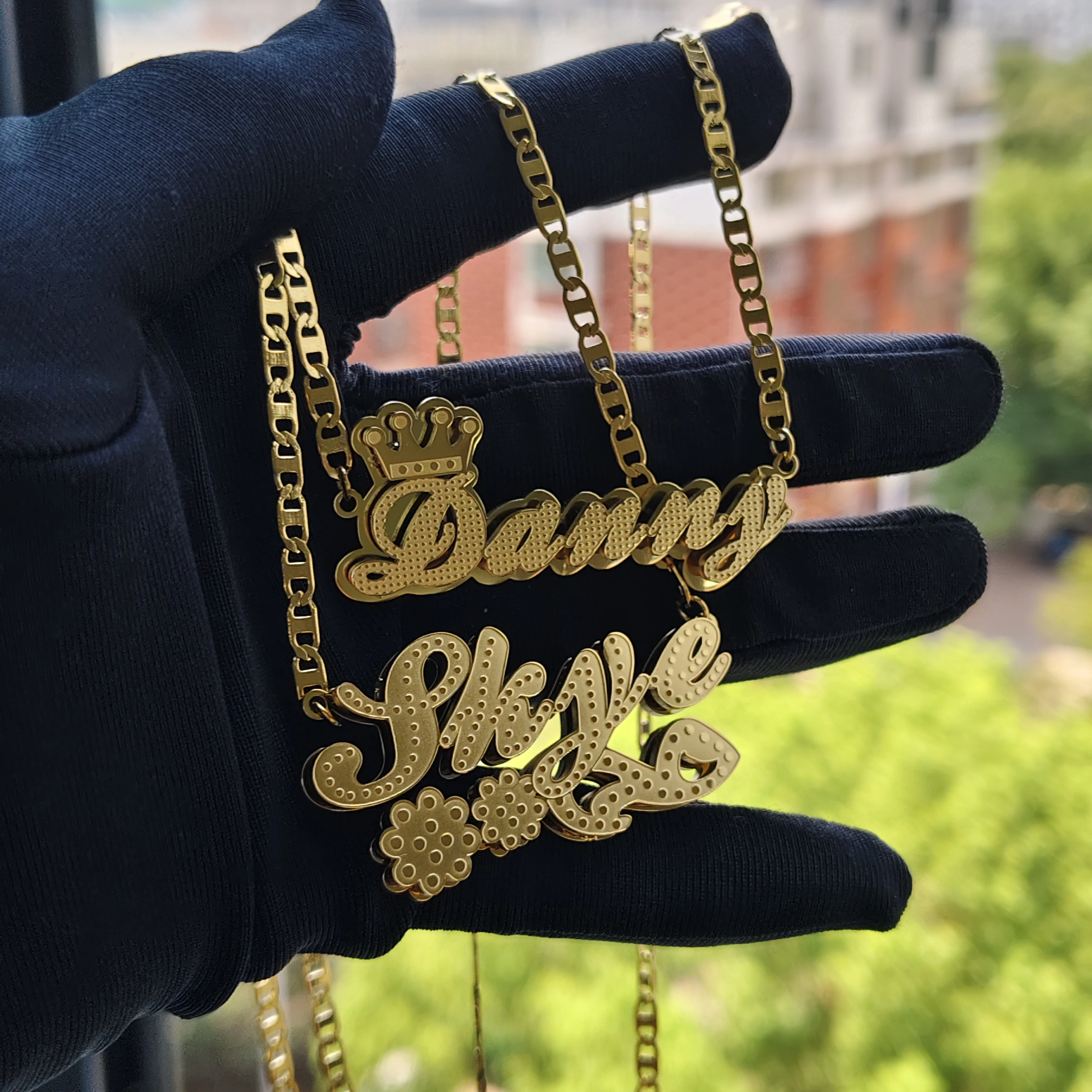 

DCEE Wholesale Customized Name Double layer Necklace Personalized Letter 3D Pendant Necklace Birthday Gift Manufacturer Sales
