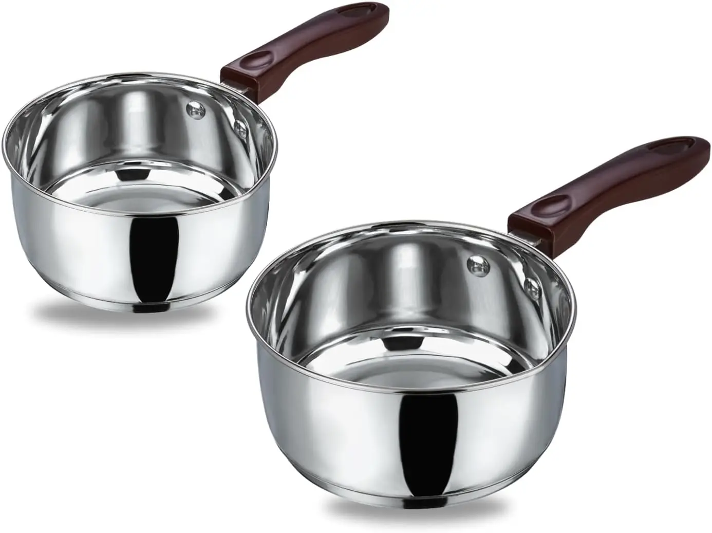 

2-Piece Stainless Steel Milkpan Set, 1L & 1.6L, Induction & Gas Compatible, Riveted Handle