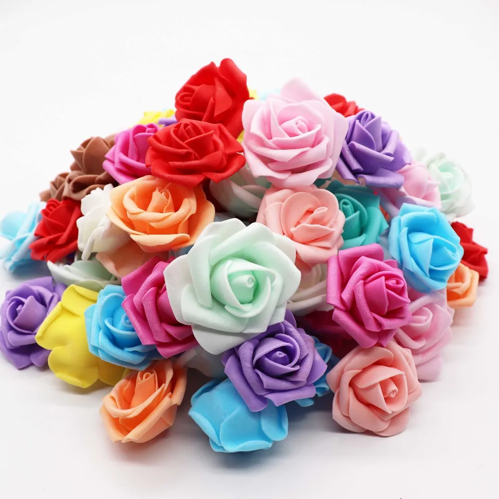 4cm 30PCS/Lot Big PE Foam Rose Artificial Flower Head Home Wedding Decoration DIY Scrapbooking Wreath Fake Decorative Ros