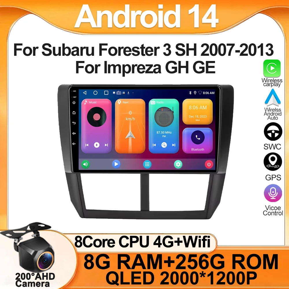 

Android 13 Carplay Car Radio For Subaru Forester 3 SH 2007-2013 For Impreza GH GE 2 Din Multimedia Player Carplay Auto Stereo