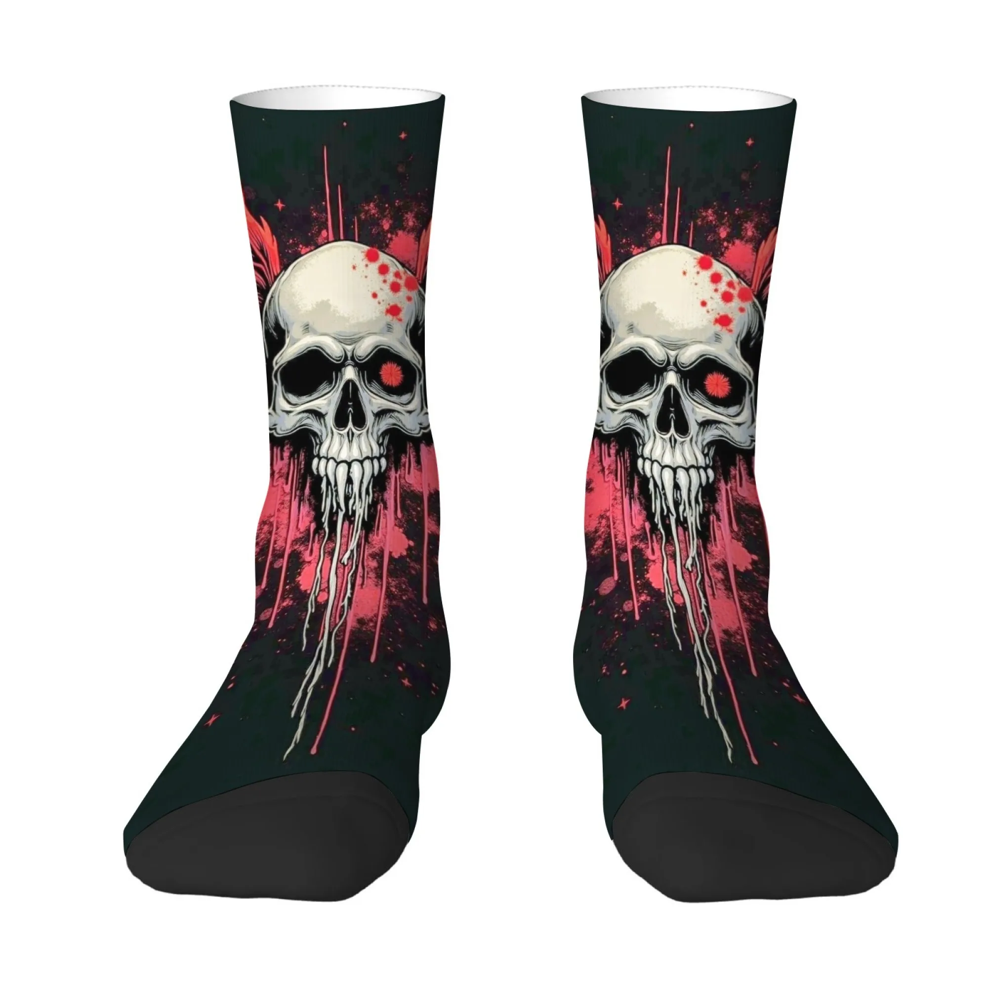 Neuartige und lustige Herrensocken mit Totenkopf- und Schmetterlingsdruck, bequeme, hautfreundliche, atmungsaktive Socken, Street-Gothic- und ausgefallene Socken