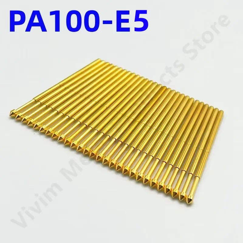 100PCS PA100-E5 Spring Test Probe PA100-E Test Pin P100-E P100-E5 Test Tool 33.35mm 1.36mm Needle Gold Tip Dia 2.5mm Pogo Pin